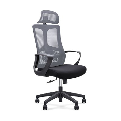 BF8600 Πολυθρόνα Γραφείου Διευθυντή, Mesh Γκρι, Ύφασμα Μαύρο 68x68x124/134cm/ΕΟ619,2