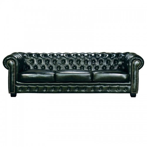 CHESTERFIELD Birmingham Καναπές 4Θέσιος Σαλονιού Καθιστικού, Δέρμα AntiqueGreen 241x92x74cm/Ε9574,43 Σαλόνι