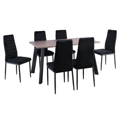 JETTA-BAXTER Τραπεζαρία Μέταλλ ο Βαφή Μαύρο, Τραπέζι Sonoma Oak + 6 Καρέκλες Velure Μαύρο Table:140x80x75 Chair:40x50x95/ΕΜ966,S3 JETTA-BAXTER Τραπεζαρία Μέταλλ ο Βαφή Μαύρο, Τραπέζι Sonoma Oak + 6 Καρέκλες Velure Μαύρο Table:140x80x75 Chair:40x50x95/ΕΜ966,S3