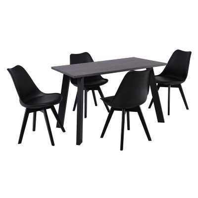 MARTIN Set Τραπεζαρία: Τραπέζι + 4 Καρέκλες, MDF Grey Walnut, Μέταλλο-Ξύλο-PP και PU Μαύρο Table:120x70x75 Chair:49x57x82/ΕΜ820,2S MARTIN Set Τραπεζαρία: Τραπέζι + 4 Καρέκλες, MDF Grey Walnut, Μέταλλο-Ξύλο-PP και PU Μαύρο Table:120x70x75 Chair:49x57x82/ΕΜ820,2S