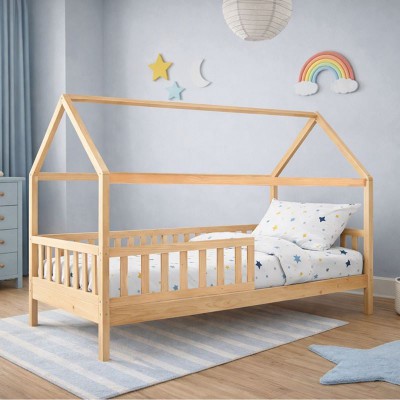 DREAM τ.Montessori Παιδικό Κρεβάτι, για Στρώμα 90x190cm, Ξύλο Πεύκου Απόχρωση Φυσικό 197x97x132cm/ΕΚ701,4