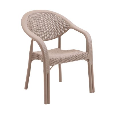 BAMBOO Pro Πολυθρόνα Κήπου - Βεράντας Στοιβαζόμενη, PP-UV (Rattan Look) Cappuccino 63x61x81cm/Ε3032,1