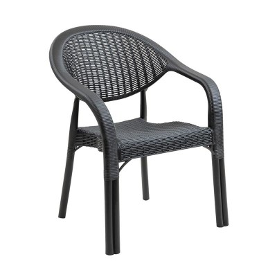 BAMBOO Pro Πολυθρόνα Κήπου - Βεράντας Στοιβαζόμενη, PP-UV (Rattan Look) Ανθρακί 63x61x81cm/Ε3032,3