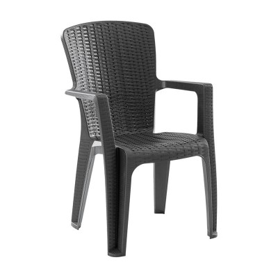 SIDE Πολυθρόνα Κήπου-Βεράντας Στοιβαζόμενη, (Rattan Look) PP-UV Απόχρωση Ανθρακί 59x61x89cm/Ε3031,3