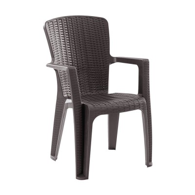 SIDE Πολυθρόνα Κήπου-Βεράντας Στοιβαζόμενη, (Rattan Look) PP-UV Απόχρωση Καφέ 59x61x89cm/Ε3031,4
