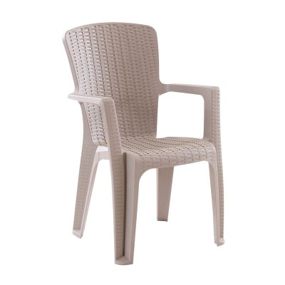 SIDE Πολυθρόνα Κήπου-Βεράντας Στοιβαζόμενη, (Rattan Look) PP-UV Απόχρωση Cappuccino 59x61x89cm/Ε3031,1