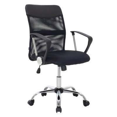 BF2401W Πολυθρόνα Γραφείου Βάση Χρώμιο, Ύφασμα & Mesh Απόχρωση Μαύρο 59x59x92/102cm/ΕΟ610,1W
