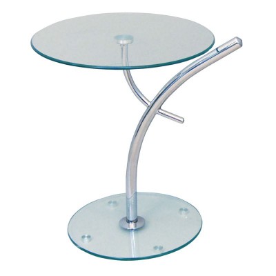 RAVEL Τραπεζάκι Βοηθητικό Χρώμιο - Γυαλί Clear Tempered Φ50cm H.58cm/ΕΜ939