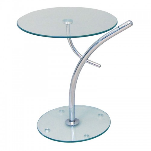 RAVEL Τραπεζάκι Βοηθητικό Χρώμιο - Γυαλί Φ50cm H.58cm/ΕΜ939 Σαλόνι