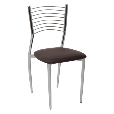 ΣΕΤ VIVIAN Καρέκλα Μέταλλο Χρώμιο, PVC Σκούρο Καφέ 40x44x83cm/ΕΜ935,3