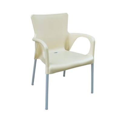 LARA Πολυθρόνα Pro Dining Στοιβαζόμενη, ALU Silver, PP - UV Protection Απόχρωση Εκρού 60x52x85cm/Ε306,4 LARA Πολυθρόνα Pro Dining Στοιβαζόμενη, ALU Silver, PP - UV Protection Απόχρωση Εκρού 60x52x85cm/Ε306,4