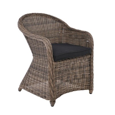 MONTANA Πολυθρόνα Τραπεζαρίας Κήπου ALU, Wicker Φ5mm Grey Brown,Μαξιλάρι Ανθρακί 60x72x85cm/Ε653