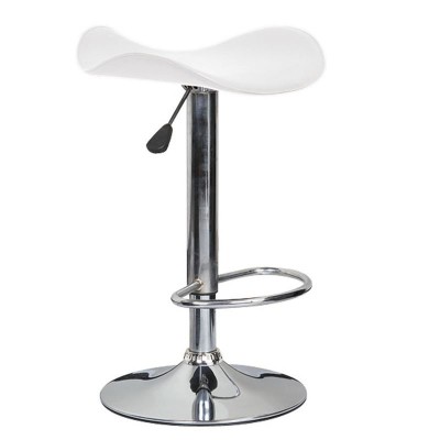 ΣΕΤ SADDLE Σκαμπό BAR, Βάση Χρώμιο, Pvc Άσπρο, Ρύθμιση Ύψους, Περιστρεφόμενο 45x43x58/64-79/85cm/ΕΜ100,5