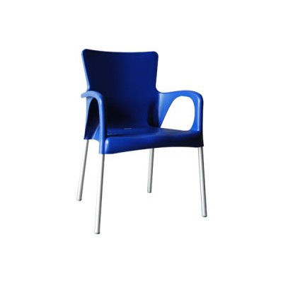 LARA Πολυθρόνα Pro Dining Στοιβαζόμενη, ALU Silver, PP - UV Protection Απόχρωση Μπλε 60x52x85cm/Ε306,6