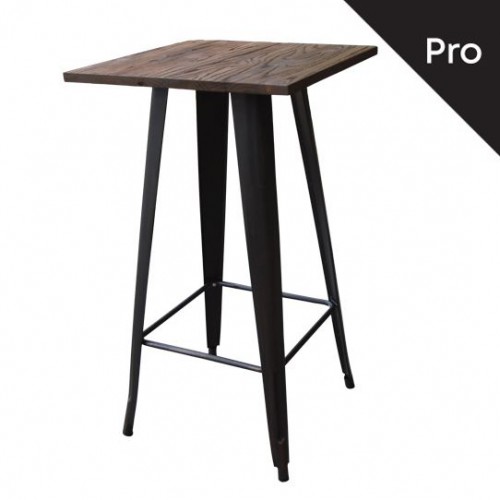 RELIX Wood Τραπέζι Bar-Pro, Μέταλλο Βαφή Antique Black, Απόχρωση Ξύλου Dark Oak 60x60x104cm/Ε5197,10 Τραπέζια