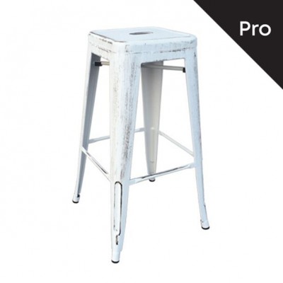 RELIX Σκαμπό Bar-Pro, Στοιβαζόμενο, Μέταλλο Βαφή Antique White 43x43 H.76cm/Ε5190,12