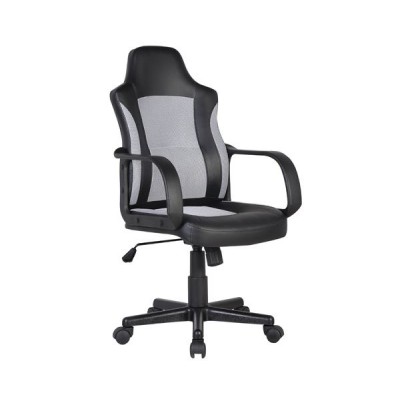 BF2850 Πολυθρόνα Γραφείου Διευθυντή, Mesh Γκρι, PU Μαύρο 55x60x97/107cm/ΕΟ298,2