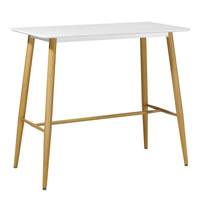 LAVIDA Τραπέζι BAR Μέταλλο Βαφή Φυσικό, Άσπρο MDF 120x60x106cm/ΕΜ154,1