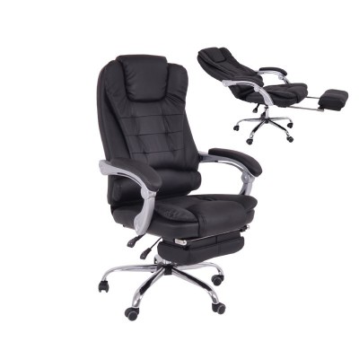 BF9700 Relax Πολυθρόνα Γραφείου Διευθυντή, με Υποπόδιο, Βάση Χρώμιο,PU Μαύρο 67x72x120/128cm/ΕΟ573,1