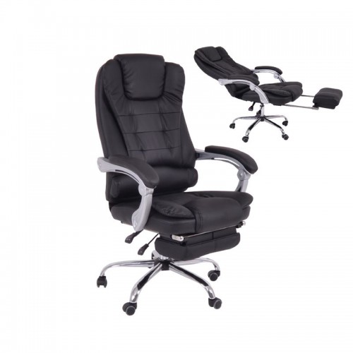 BF9700 Relax Πολυθρόνα Γραφείου Διευθυντή, με Υποπόδιο, Βάση Χρώμιο,PU Μαύρο 67x72x120/128cm/ΕΟ573,1 Έπιπλα Γραφείου