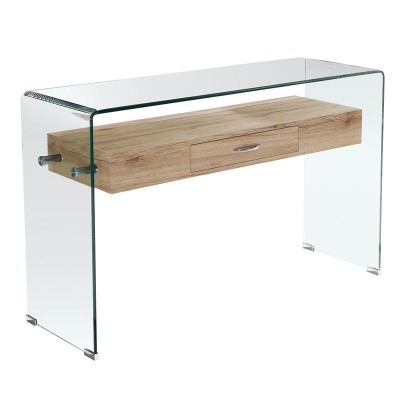GLASSER Wood Κονσόλα Γυαλί Clear 12mm - Ράφι με Συρτάρι Απόχρωση Δρυς 120x40x75cm/ΕΜ737 GLASSER Wood Κονσόλα Γυαλί Clear 12mm - Ράφι με Συρτάρι Απόχρωση Δρυς 120x40x75cm/ΕΜ737