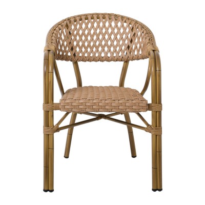 VEGERA Rattan Πολυθρόνα Dining Αλουμίνιο Φυσικό, Wicker Φυσικό, Στοιβαζόμενη 57x59x84cm/Ε2580 VEGERA Rattan Πολυθρόνα Dining Αλουμίνιο Φυσικό, Wicker Φυσικό, Στοιβαζόμενη 57x59x84cm/Ε2580