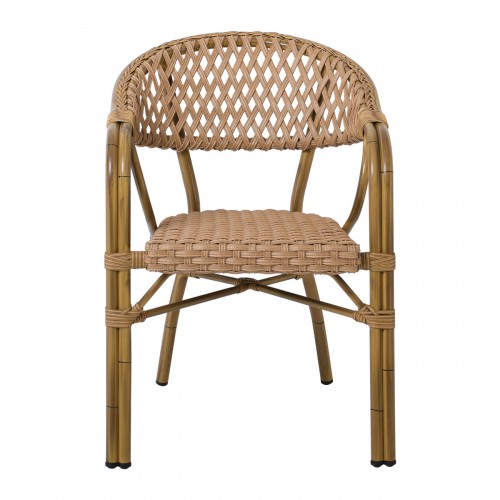 VEGERA Rattan Πολυθρόνα Dining Αλουμίνιο, Wicker Φυσικό 57x59x84cm/Ε2580 Εξωτερικού Χώρου
