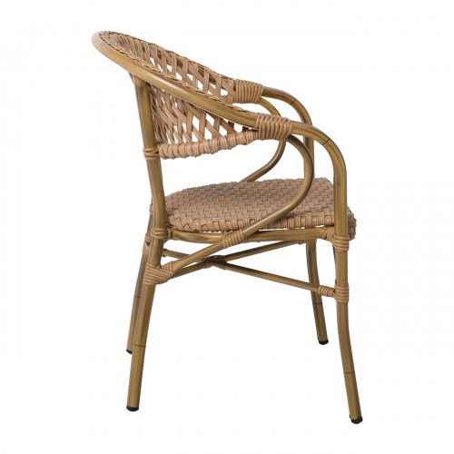 VEGERA Rattan Πολυθρόνα Dining Αλουμίνιο, Wicker Φυσικό 57x59x84cm/Ε2580 Εξωτερικού Χώρου