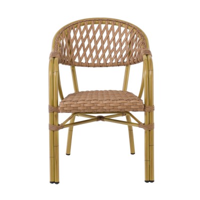 VEGERA Rattan Πολυθρόνα Dining Αλουμίνιο, Wicker Φυσικό 57x59x84cm/Ε2580 Εξωτερικού Χώρου