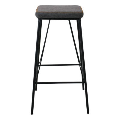 PANTON Σκαμπό BAR, Μέταλλο Βαφή Μαύρο, PU Απόχρωση Vintage Grey 43x43x76cm/ΕΜ779,1 Τραπεζαρία