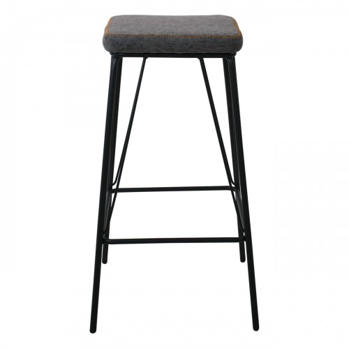 PANTON Σκαμπό BAR, Μέταλλο Βαφή Μαύρο, PU Απόχρωση Vintage Grey 43x43x76cm/ΕΜ779,1 Τραπεζαρία