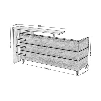 PROLINE Reception - Γραφείο Απόχρωση Καρυδί Δρυς - Μαύρο 180x75x110cm/ΕΟ943 PROLINE Reception - Γραφείο Απόχρωση Καρυδί Δρυς - Μαύρο 180x75x110cm/ΕΟ943