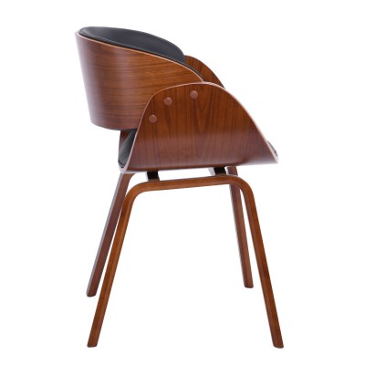 JOY-W Πολυθρόνα Τραπεζαρίας Καρυδί, Pu Μαύρο 57x55x80cm/Ε7512,1W JOY-W Πολυθρόνα Τραπεζαρίας Καρυδί, Pu Μαύρο 57x55x80cm/Ε7512,1W