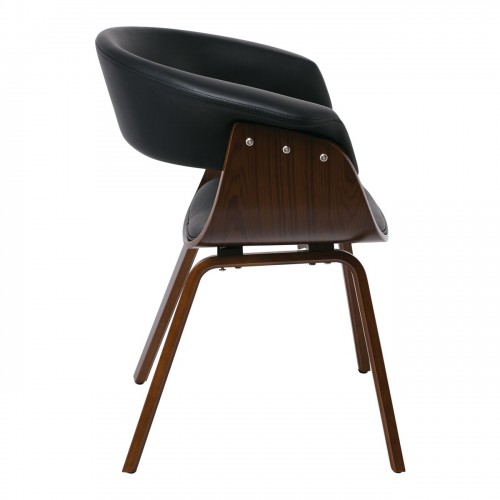 HERMAN Πολυθρόνα Καρυδί - Pu Μαύρο 68x56x77cm/Ε7514,1 Σαλόνι