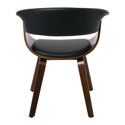 HERMAN Πολυθρόνα Καρυδί - Pu Μαύρο 68x56x77cm/Ε7514,1 Σαλόνι