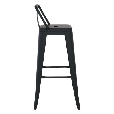 RELIX Σκαμπό BAR με Πλάτη, Μέταλλο Βαφή Μαύρο Εxtra Matte 44x44x76/96cm/Ε5199,1ΜW Εξωτερικού Χώρου