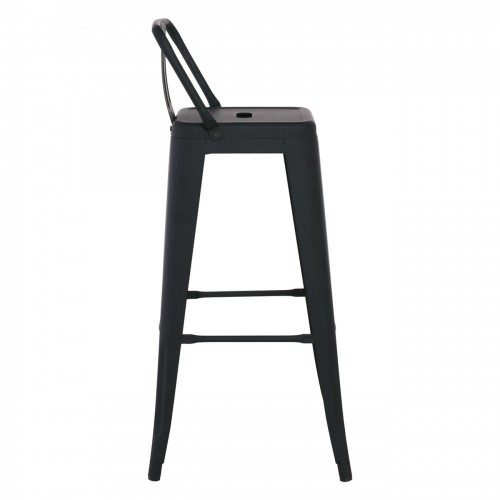 RELIX Σκαμπό BAR με Πλάτη, Μέταλλο Βαφή Μαύρο Εxtra Matte 44x44x76/96cm/Ε5199,1ΜW Εξωτερικού Χώρου