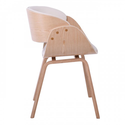 JOY-W Πολυθρόνα Τραπεζαρίας Φυσικό, Pu Άσπρο 57x55x80cm/Ε7512,2W Σαλόνι
