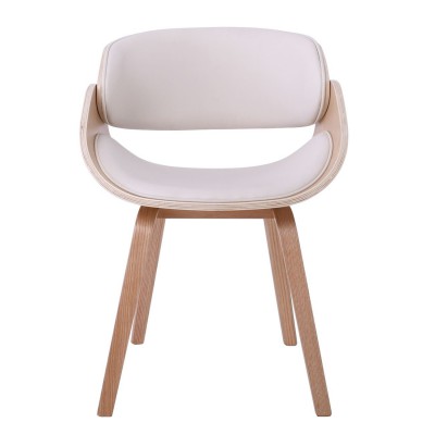 JOY-W Πολυθρόνα Τραπεζαρίας Φυσικό, Pu Άσπρο 57x55x80cm/Ε7512,2W Σαλόνι