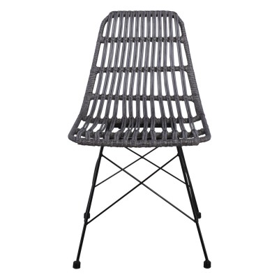 SALSA Καρέκλα Κήπου Βεράντας Μέταλλο Βαφή Μαύρο, Wicker Γκρι 48x59x80cm/Ε241,2 SALSA Καρέκλα Κήπου Βεράντας Μέταλλο Βαφή Μαύρο, Wicker Γκρι 48x59x80cm/Ε241,2