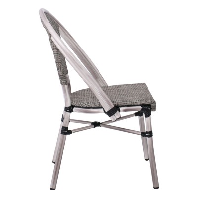 COSTA Καρέκλα Dining Αλουμινίου, Απόχρωση Antique Grey -Textilene Μπεζ 50x55x85cm/Ε288,1