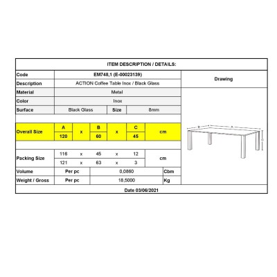ACTION Τραπεζάκι Σαλονιού - Καθιστικού 120x60cm Inox - Μαυρό Γυαλί 8mm 120x60x45cm/ΕΜ748,1 ACTION Τραπεζάκι Σαλονιού - Καθιστικού 120x60cm Inox - Μαυρό Γυαλί 8mm 120x60x45cm/ΕΜ748,1