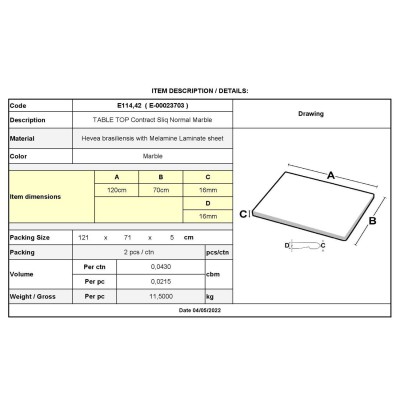 Contract Sliq Normal Επιφάνεια Τραπεζιού τ.Werzalit, Απόχρωση Marble 70x120cm/16mm/Ε114,42 Επιφάνειες τραπεζιών Contract Sliq Normal Επιφάνεια Τραπεζιού τ.Werzalit, Απόχρωση Marble 70x120cm/16mm/Ε114,42 Επιφάνειες τραπεζιών