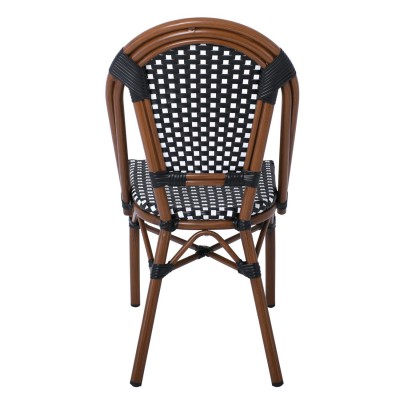 PARIS Καρέκλα Bistro, Αλουμίνιο Καρυδί, Wicker Μαύρο - Άσπρο, Στοιβαζόμενη 46x54x88cm/Ε291,1 Εξωτερικού Χώρου
