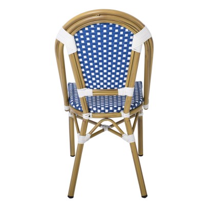 PARIS Καρέκλα Bistro, Αλουμίνιο Φυσικό, Wicker Άσπρο - Μπλε, Στοιβαζόμενη 46x54x88cm/Ε291,3 Εξωτερικού Χώρου