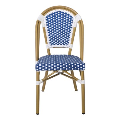 PARIS Καρέκλα Bistro, Αλουμίνιο Φυσικό, Wicker Άσπρο - Μπλε, Στοιβαζόμενη 46x54x88cm/Ε291,3 Εξωτερικού Χώρου