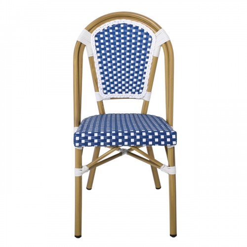 PARIS Καρέκλα Bistro, Αλουμίνιο Φυσικό, Wicker Άσπρο - Μπλε, Στοιβαζόμενη 46x54x88cm/Ε291,3 Εξωτερικού Χώρου