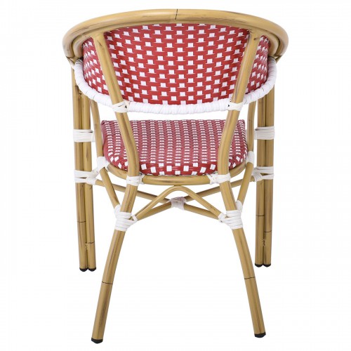 PARIS Πολυθρόνα Dining Αλουμίνιο Φυσικό, Wicker Άσπρο - Κόκκινο, Στοιβαζόμενη 57x59x84cm/Ε258,4 Εξωτερικού Χώρου