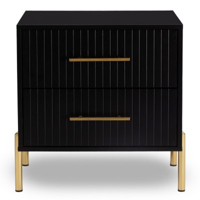 FINO Κομοδίνο με 2 Συρτάρια, Μαύρο 58x43x58cm/Ε7010,2 FINO Κομοδίνο με 2 Συρτάρια, Μαύρο 58x43x58cm/Ε7010,2