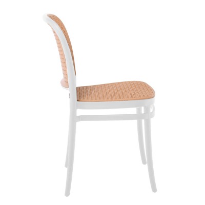 FLORENCE Καρέκλα PP Άσπρο, PP Rattan Μπεζ, Στοιβαζόμενη 41x41x83cm/Ε387,1 FLORENCE Καρέκλα PP Άσπρο, PP Rattan Μπεζ, Στοιβαζόμενη 41x41x83cm/Ε387,1